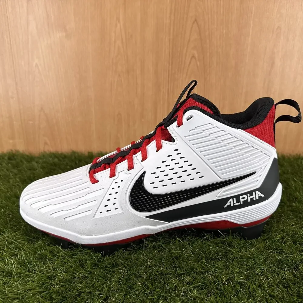 Nike Alpha Menace Strong Red White Football Cleats II5139-102 Men's Size 12